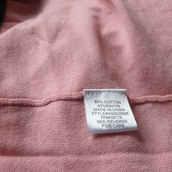 NY Collection Pink & Grey Strip Short Sleeve Asymmetrical Sweater Poncho Sz Md - Picture 13 of 15